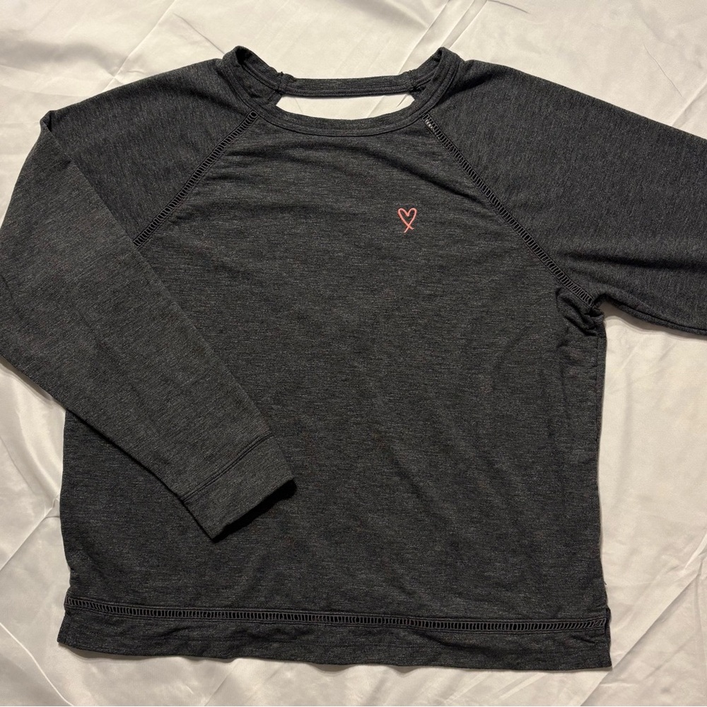 Victoria's Secret Charcoal Long Sleeve Lounge Top Keyhole Scoop Back Sz L